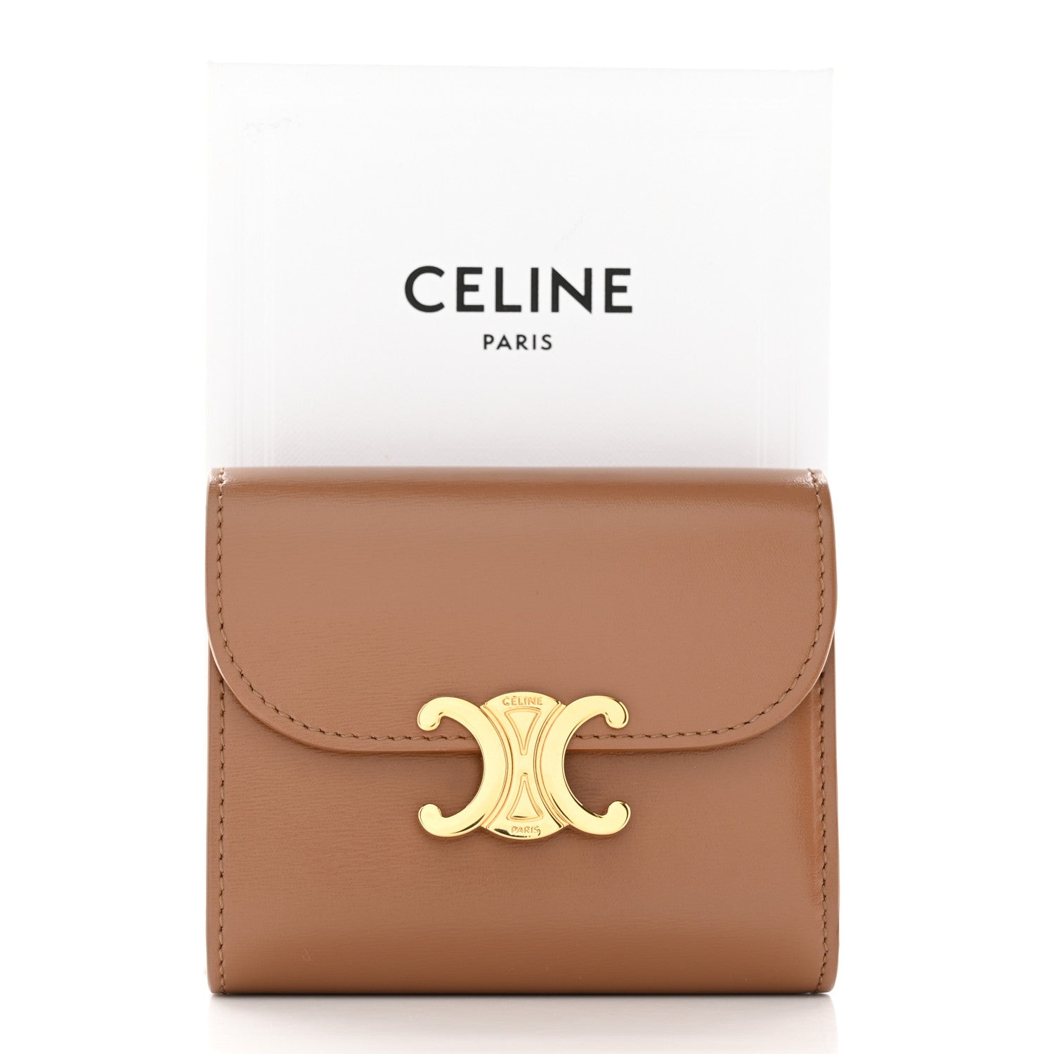 Celine Shiny Smooth Lambskin Small Triomphe Wallet Bronze 1334128