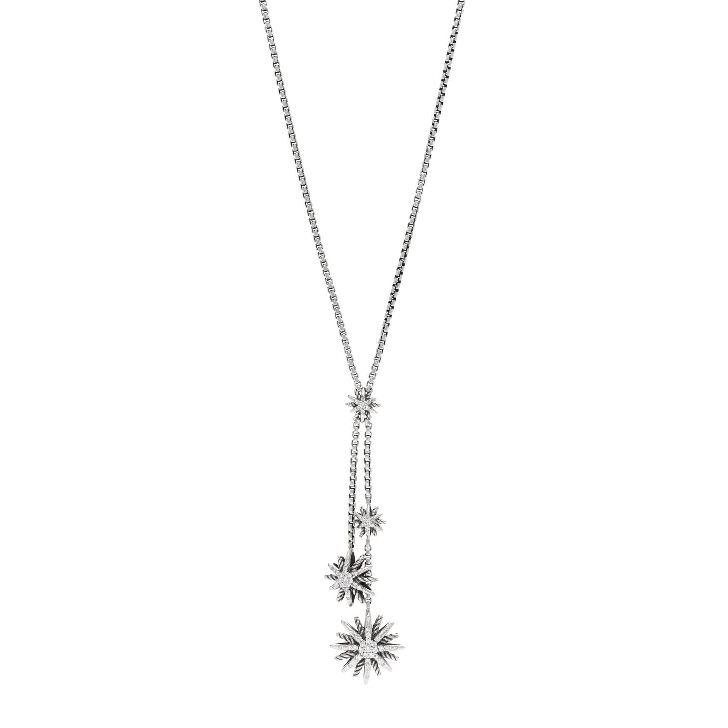 Sterling Silver Diamond Starburst Y Necklace