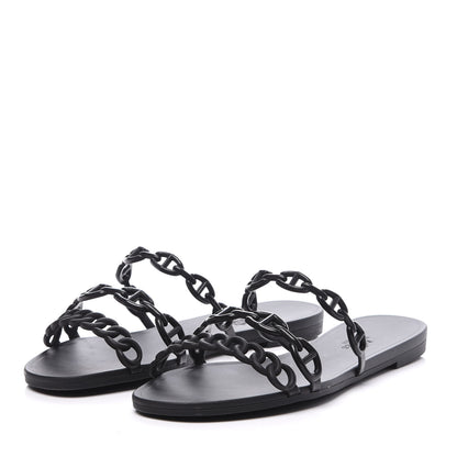 Hermes Rubber Chaine d'Ancre Rivage Sandals 37 Black 2 of 10