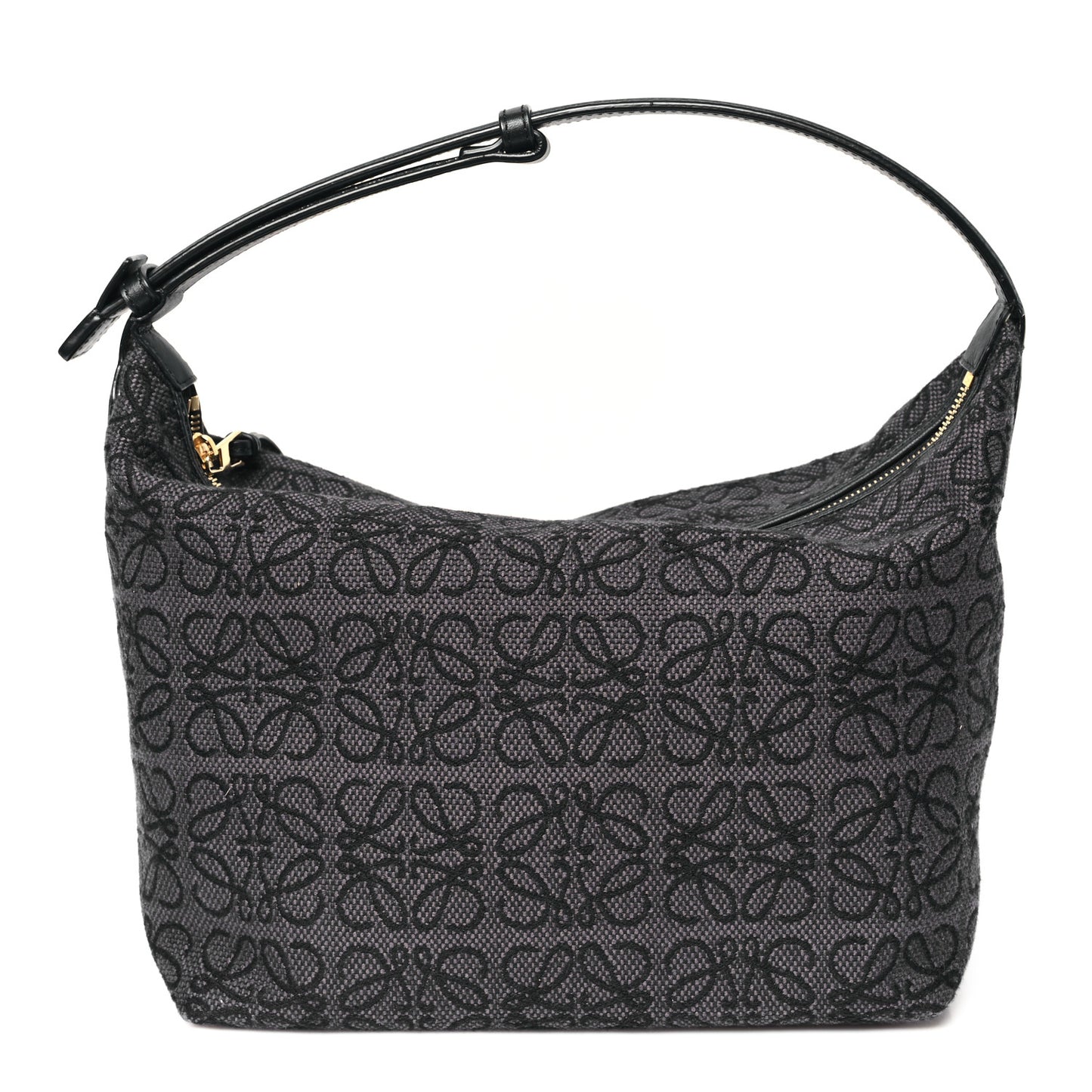 Jacquard Anagram Calfskin Medium Cubi Bag Anthracite Black