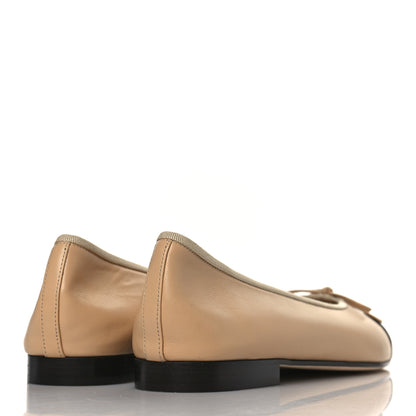 Chanel Lambskin Cap Toe Ballerina Flats 39.5 Beige Black 4 of 9