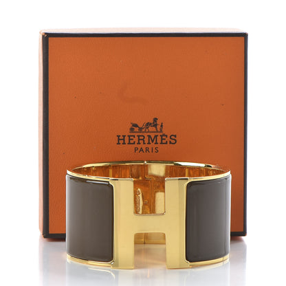 Hermes Enamel Extra Wide Clic Clac H Bracelet PM Chocolate 7 of 7