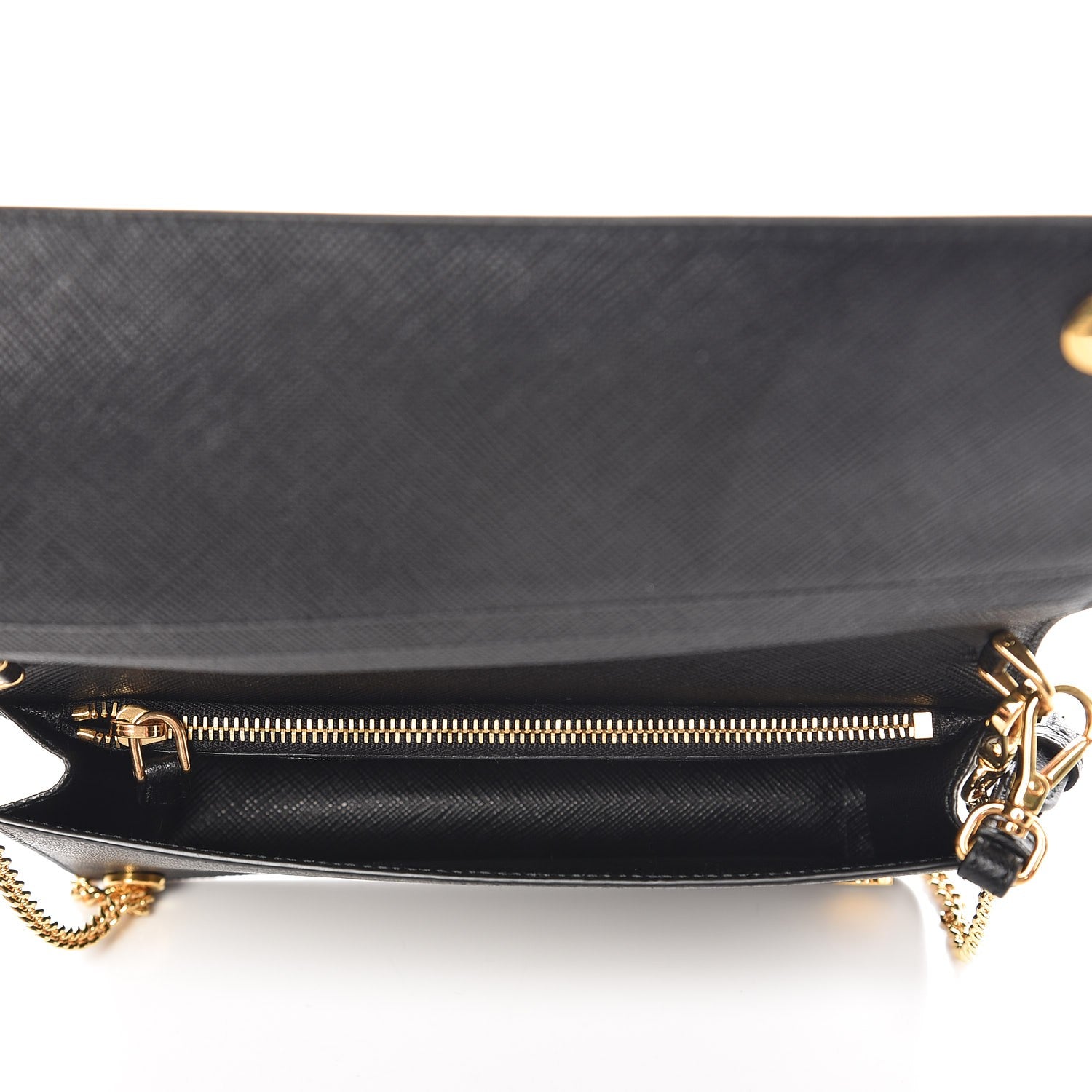 Prada Saffiano Metal Mini Flap Crossbody Wristlet Bag Black 5 of 8