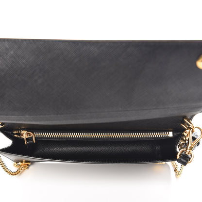 Prada Saffiano Metal Mini Flap Crossbody Wristlet Bag Black 5 of 8