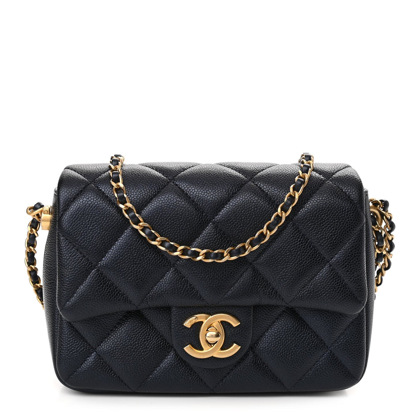 Iridescent Caviar Quilted Mini My Perfect Flap Black