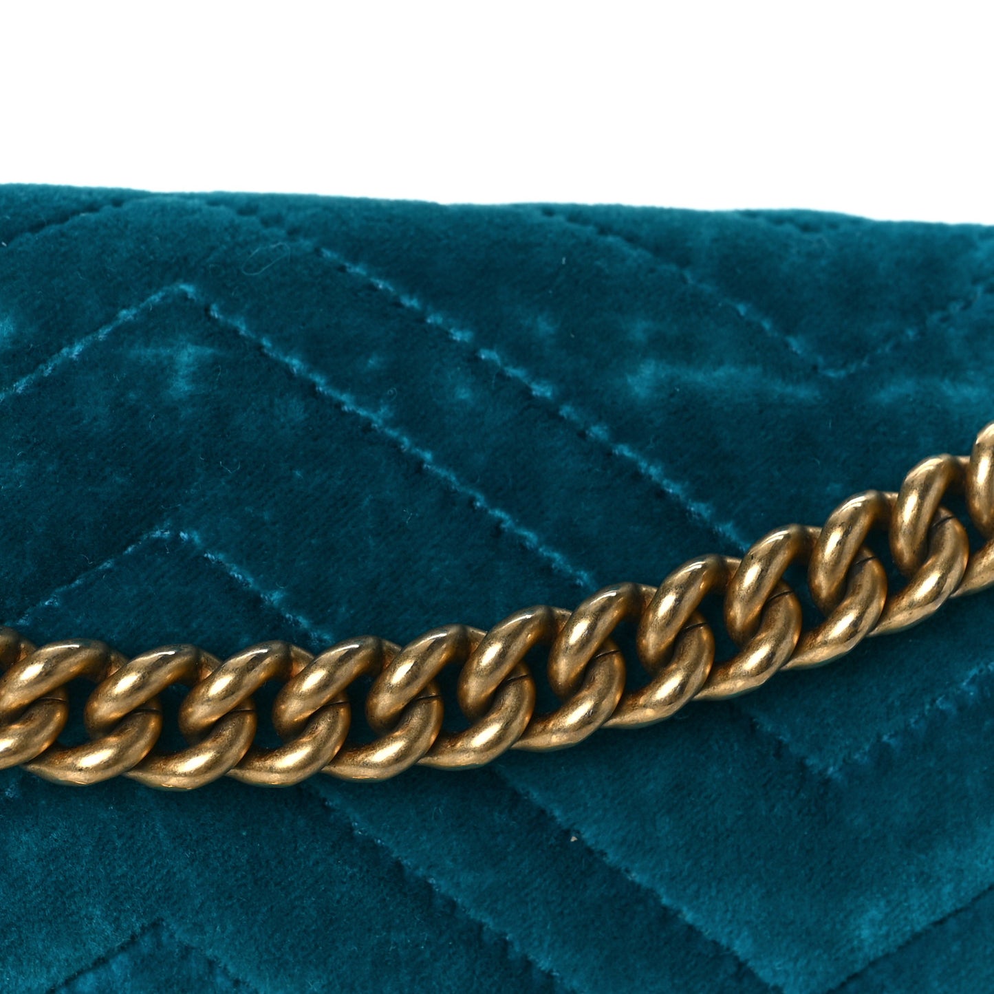 Velvet Matelasse Small GG Marmont Shoulder Bag Pavone Cyan