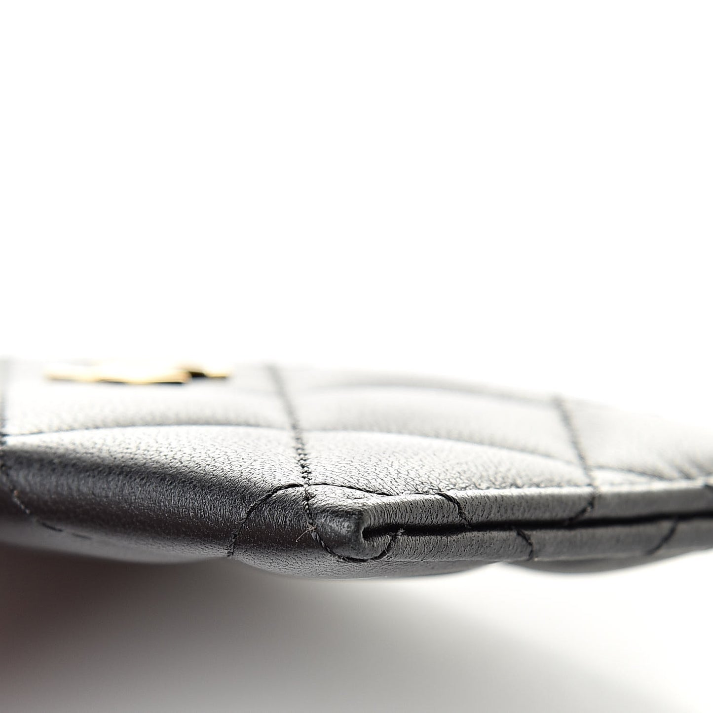 Lambskin Quilted Card Holder Black