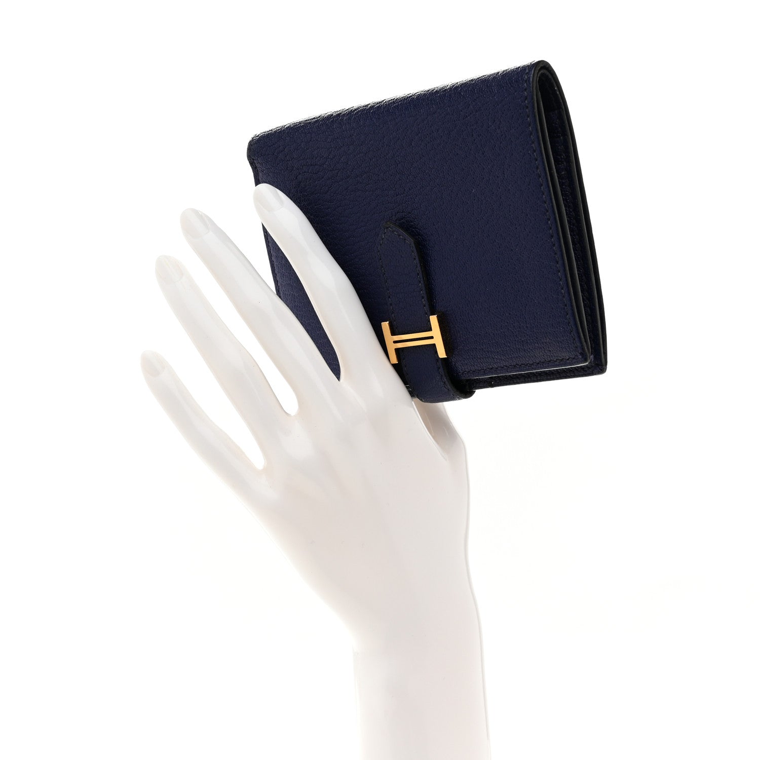 Hermes Chevre Mysore Bearn Compact Wallet Bleu Encre 2 of 6