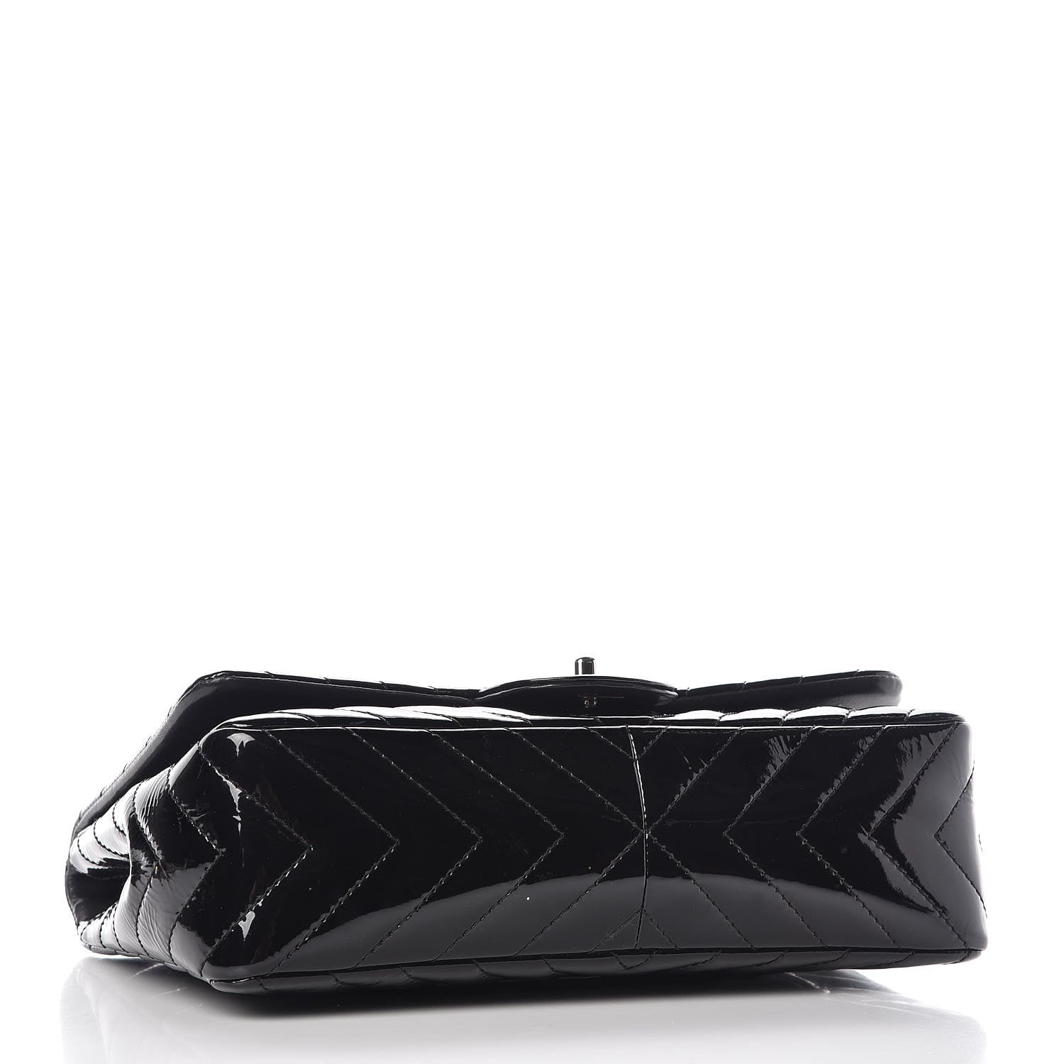Chanel Patent Chevron Quilted Jumbo Single Flap Black 4 of 9