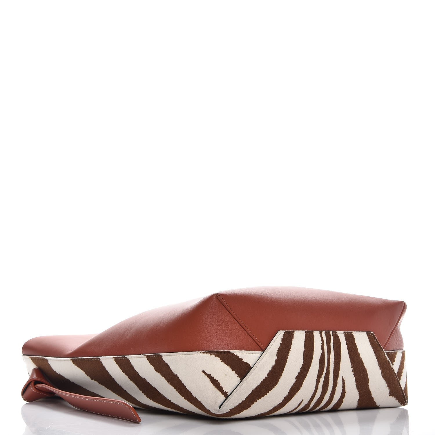 Celine Shiny Smooth Calfskin Zebra Printed Calf Hair Small Twisted Cabas Chalk Brick 4 of 12