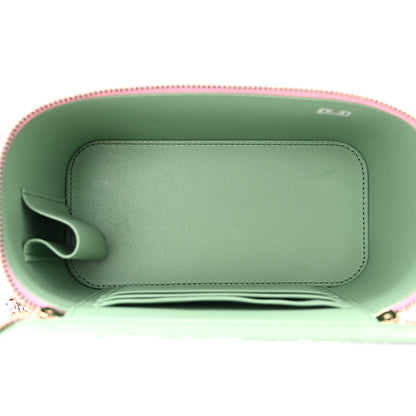 Chanel Lambskin Quilted Small Top Handle Vanity Case With Chain Lilac Light Green 5 of 12
