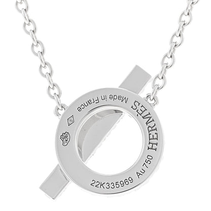 Hermes 18K White Gold Diamond Finesse Pendant Necklace 4 of 6
