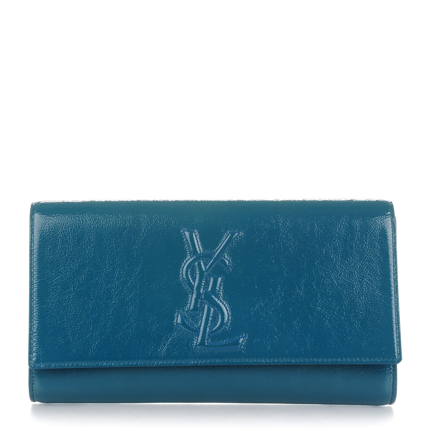 Textured Patent Monogram Large Belle de Jour Clutch Turquoise