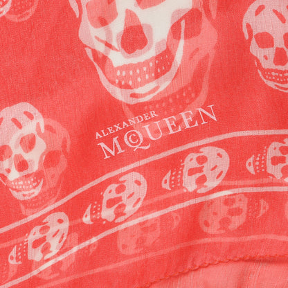 Alexander McQueen Silk Chiffon Skull Scarf Red Ivory 4 of 5