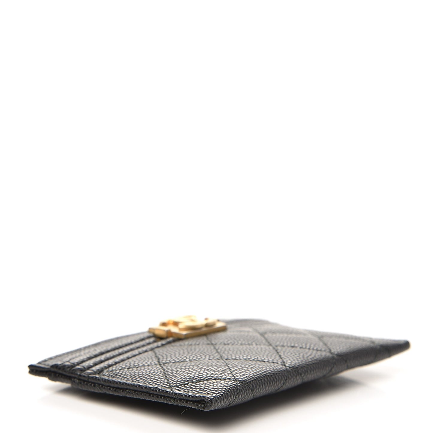 Caviar Quilted Boy Card Holder Black