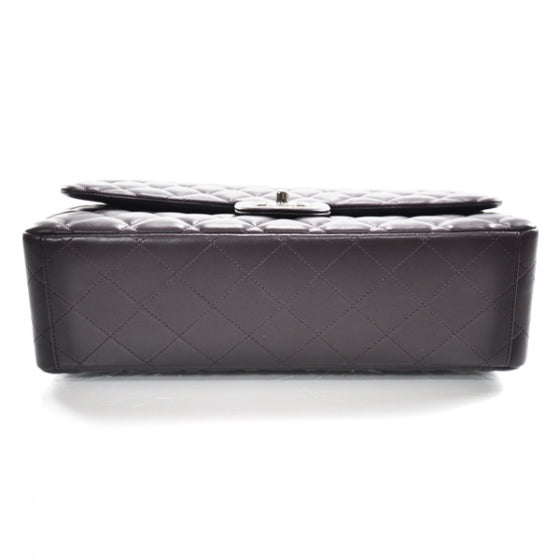 Lambskin Quilted Maxi Double Flap Plum