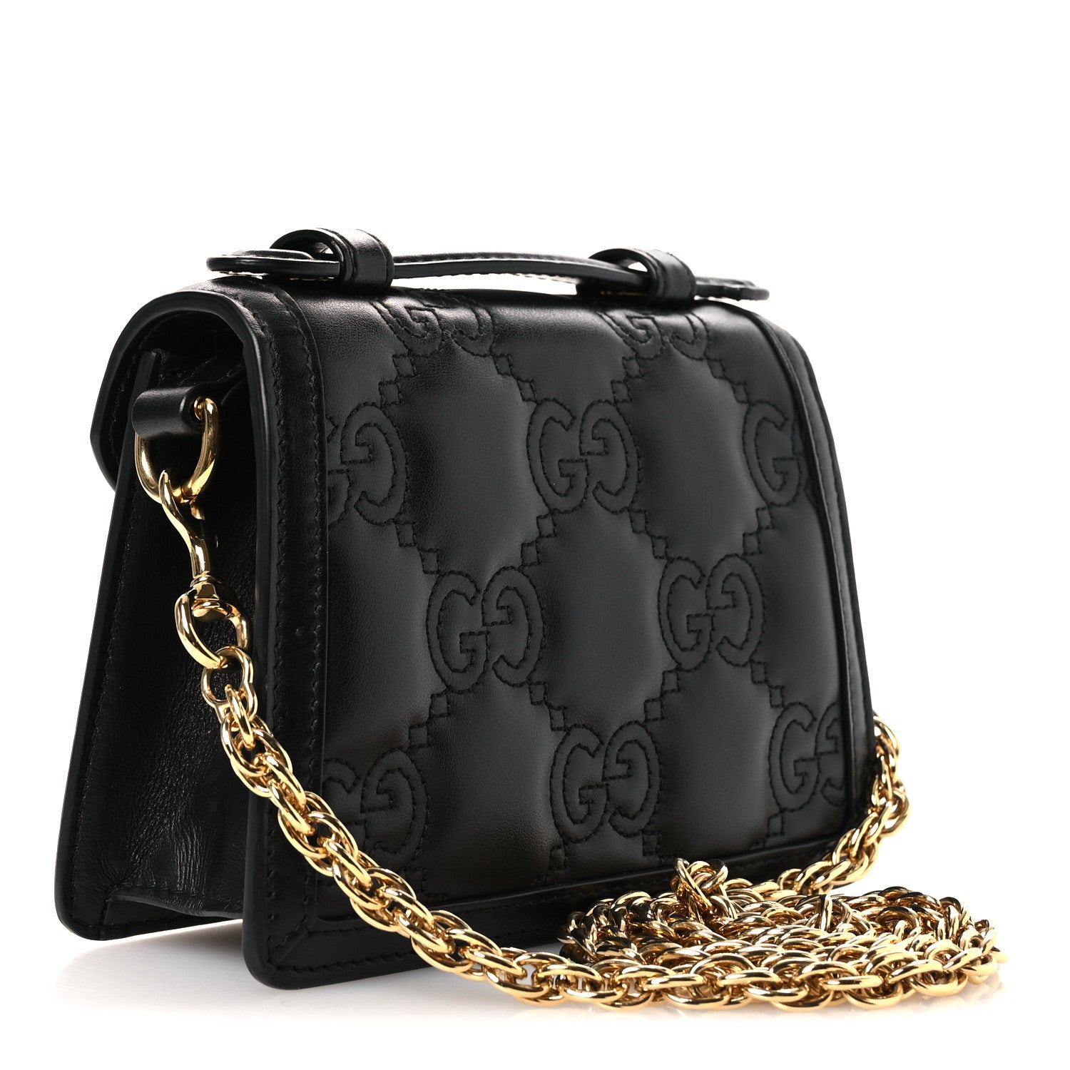 Gucci Calfskin GG Matelasse Mini Top Handle Shoulder Bag Black 3 of 10