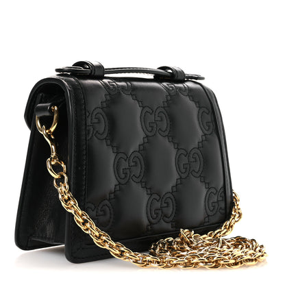 Gucci Calfskin GG Matelasse Mini Top Handle Shoulder Bag Black 3 of 10