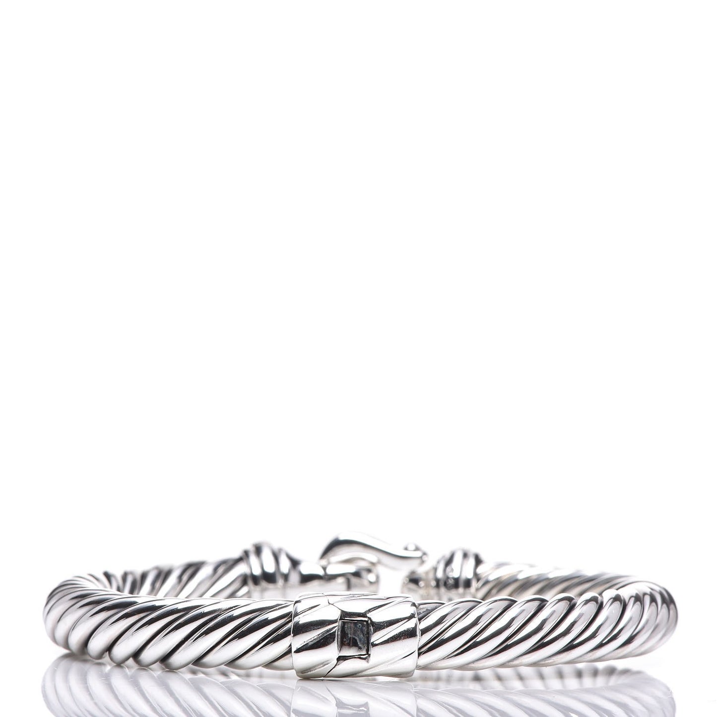 Sterling Silver Diamond 8.5mm Cable Buckle Bracelet