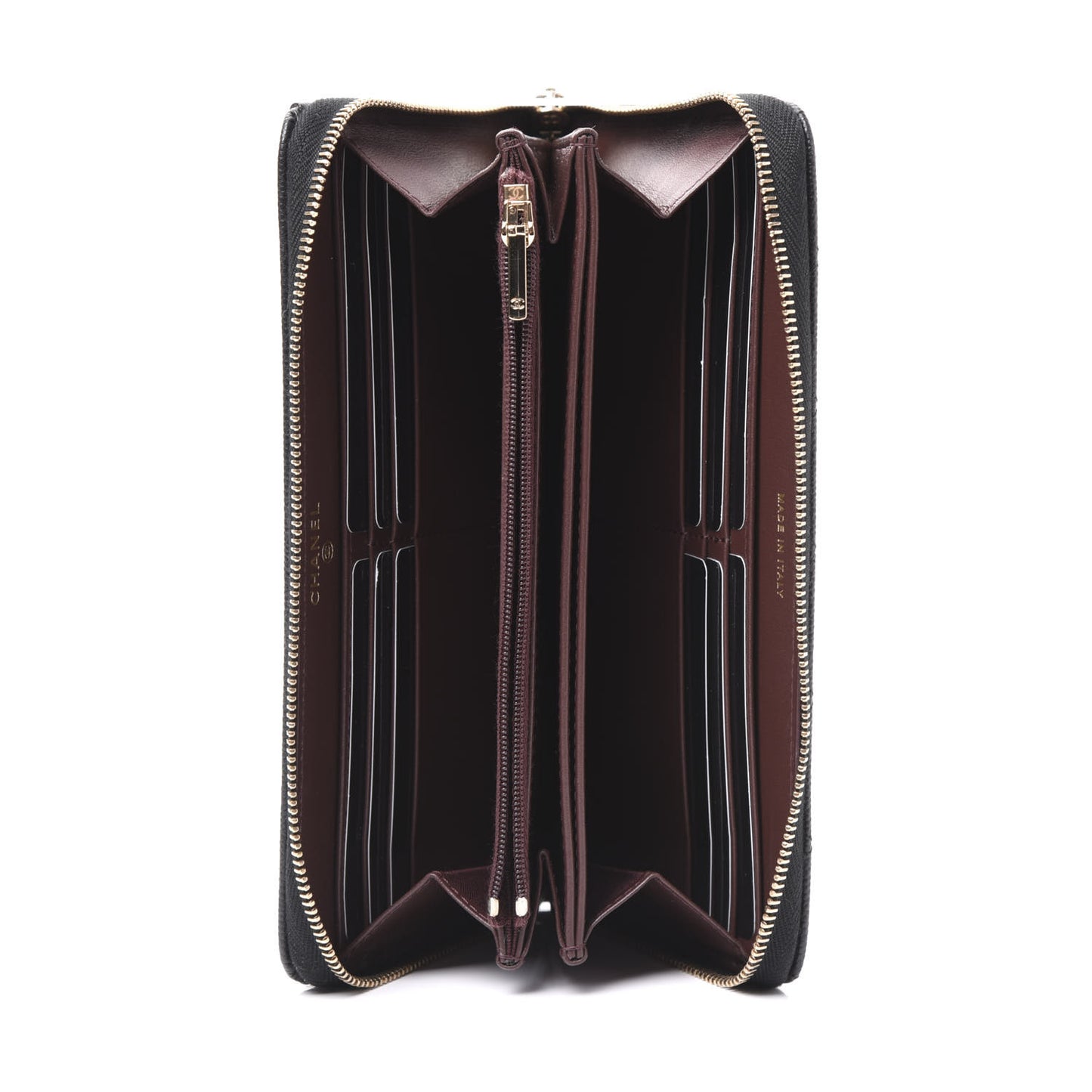 Caviar Quilted Large Gusset Zip Around Wallet Black