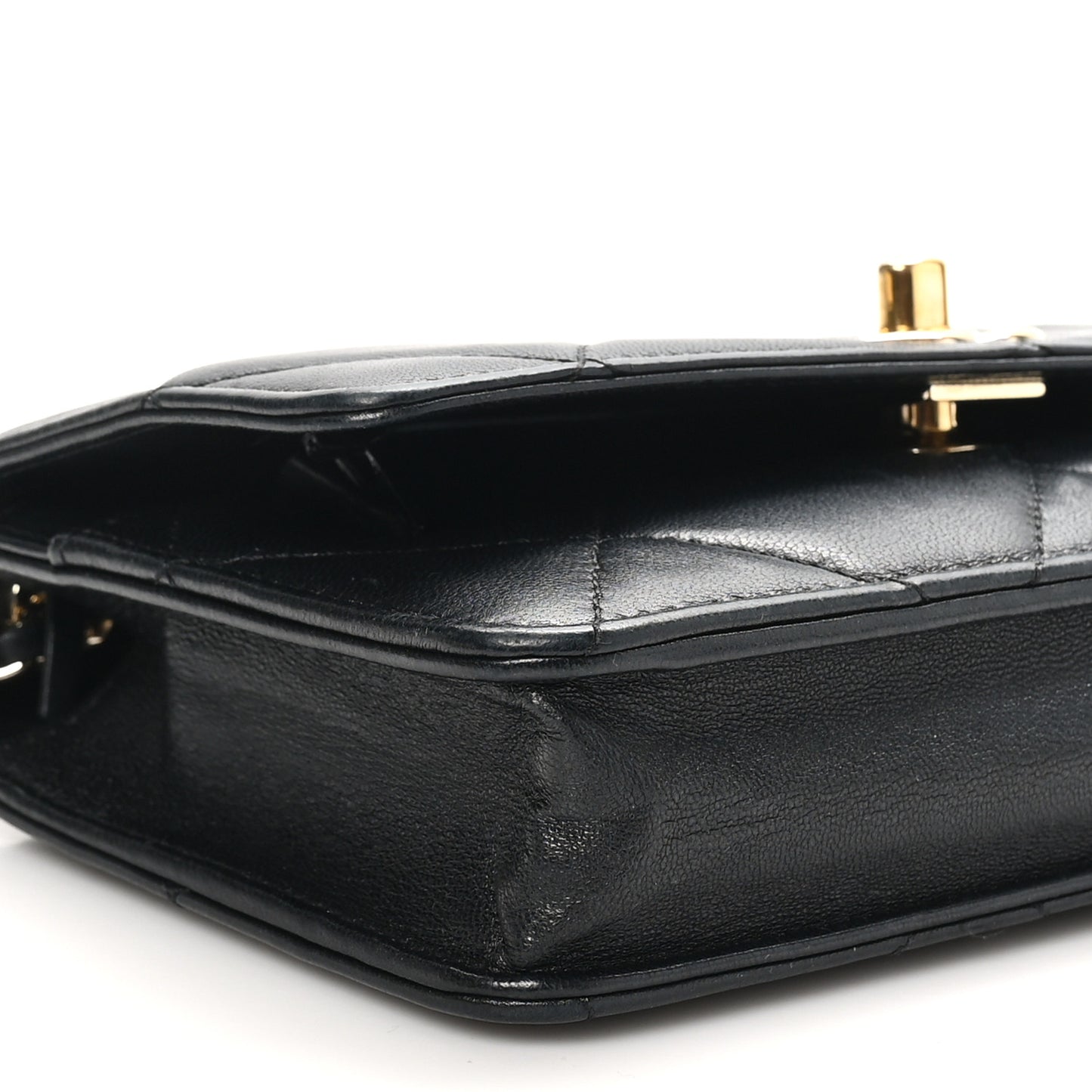 Lambskin Quilted Trendy CC Wallet On Chain WOC Black