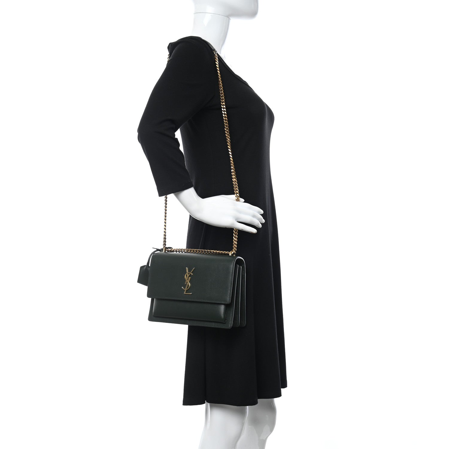 Saint Laurent Calfskin Medium Monogram Sunset New Vert Fonce 2 of 10