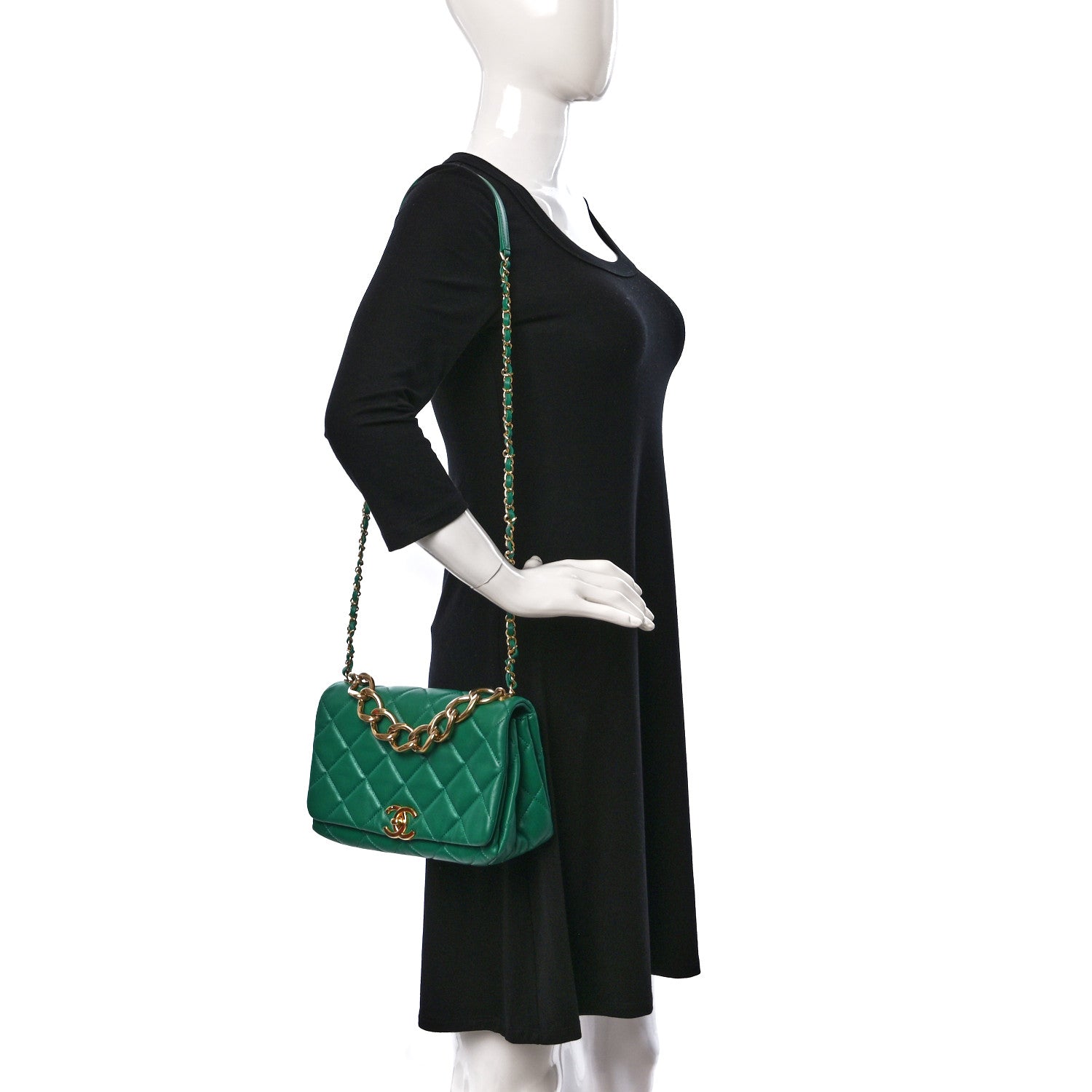 Chanel Lambskin Quilted Medium Color Match Flap Green 2 of 11