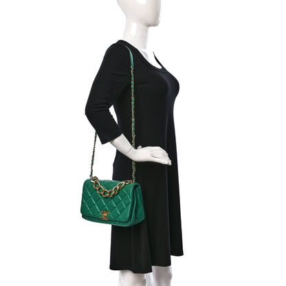 Chanel Lambskin Quilted Medium Color Match Flap Green 2 of 11