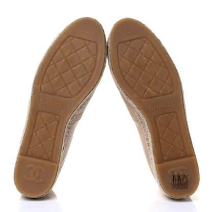 Chanel Lambskin CC Espadrilles 38 Beige Black 5 of 7