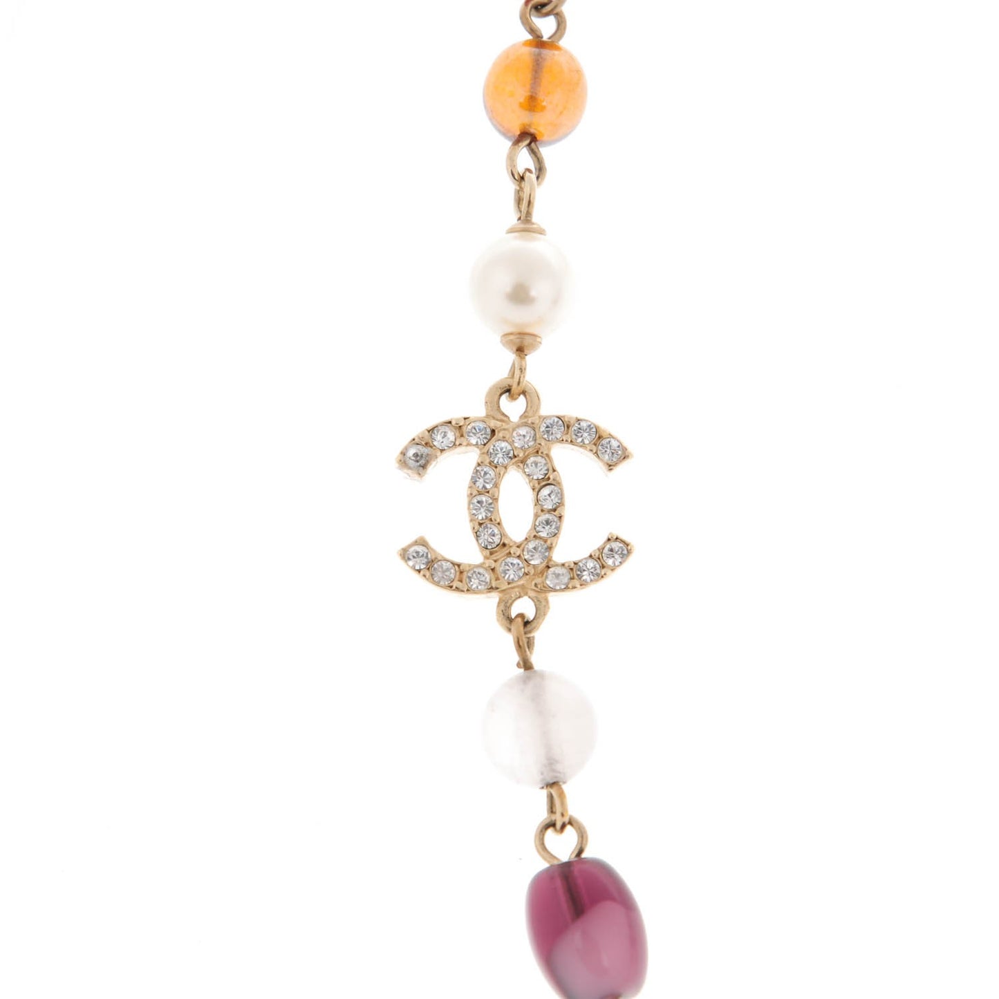 Crystal Pearl Bead CC Choker Necklace Gold Multicolor