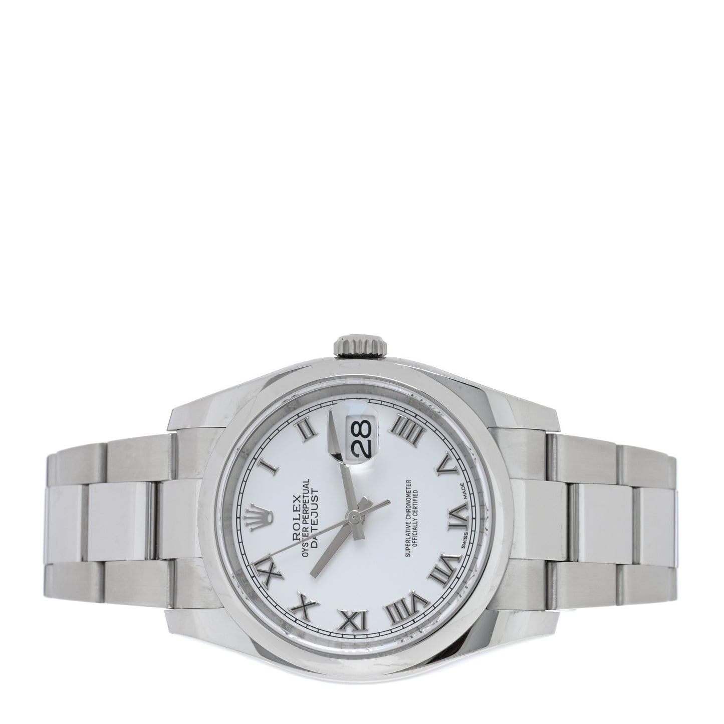 Stainless Steel 36mm Oyster Perpetual Datejust Watch White Roman 116200
