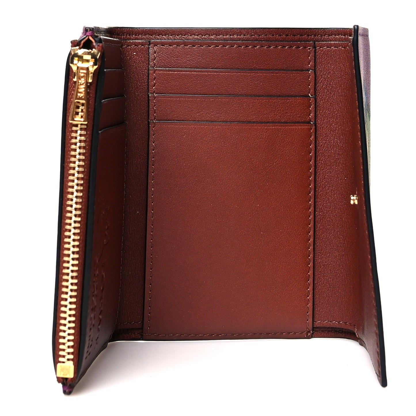 X SPIRITED AWAY Calfskin Aogaeru Small Vertical Wallet Bouganville