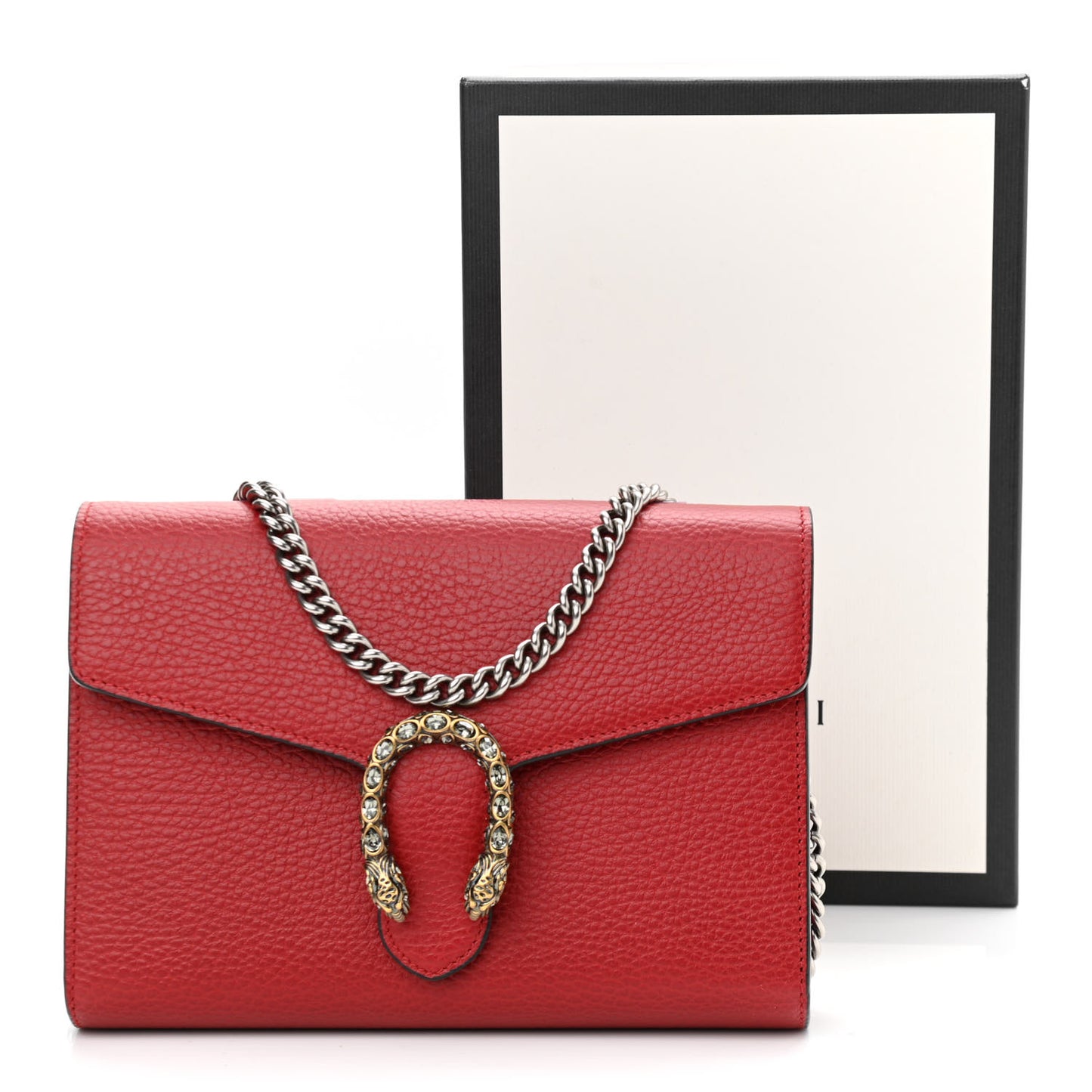 Calfskin Mini Dionysus Chain Wallet Hibiscus Red