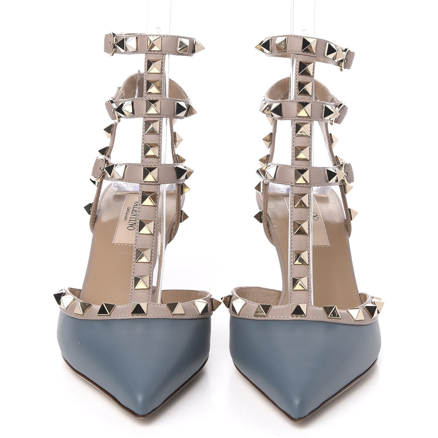 Calfskin Nappa Rockstud Ankle Strap 65mm Pumps 35.5 Amadeus Poudre
