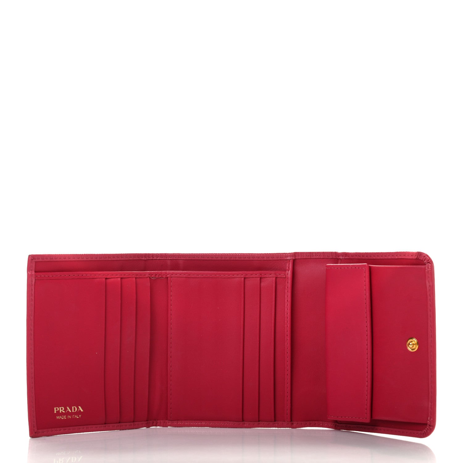 Prada Vitello Move Tri-Fold Compact Wallet Peonia 7 of 14