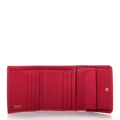 Prada Vitello Move Tri-Fold Compact Wallet Peonia 7 of 14