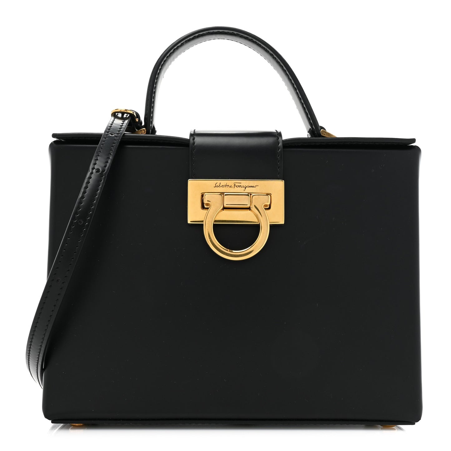 Calfskin Trifolio Box Bag Black