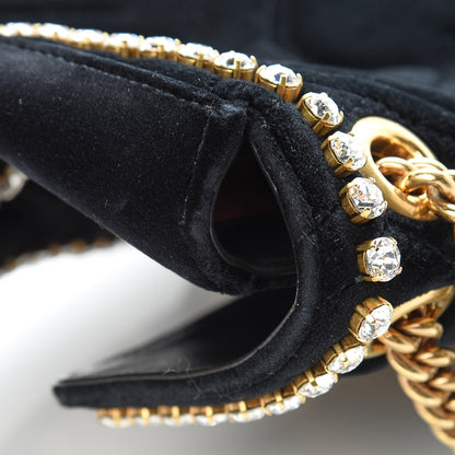 Gucci Velvet Matelasse Crystal Medium GG Marmont Shoulder Bag Black 20 of 21