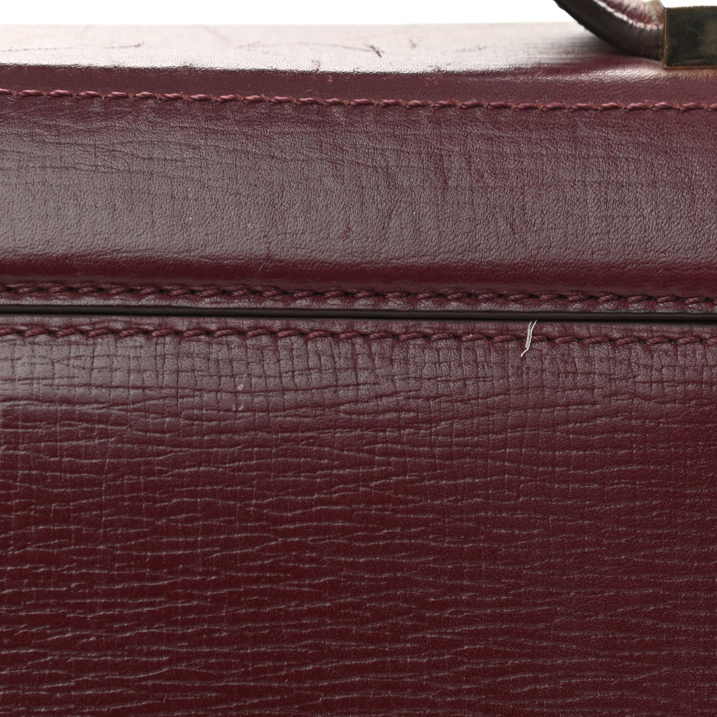 Textured Calfskin Mini Pandora Box Chain Crossbody Bag Oxblood