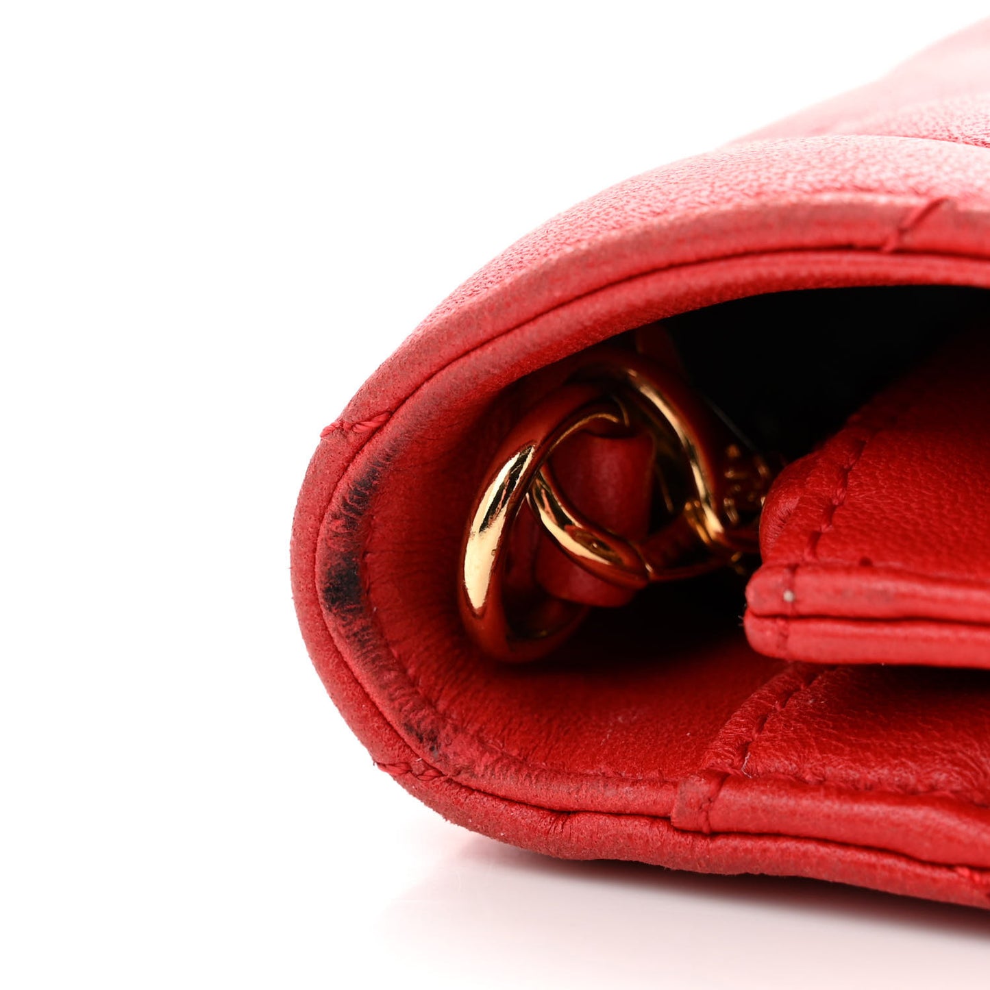 Lambskin Quilted Golden Class Wallet on Chain WOC Red