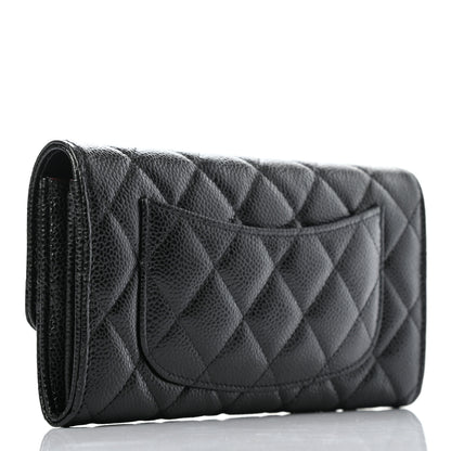Chanel Caviar Quilted Large Gusset Flap Wallet Black 3 of 9