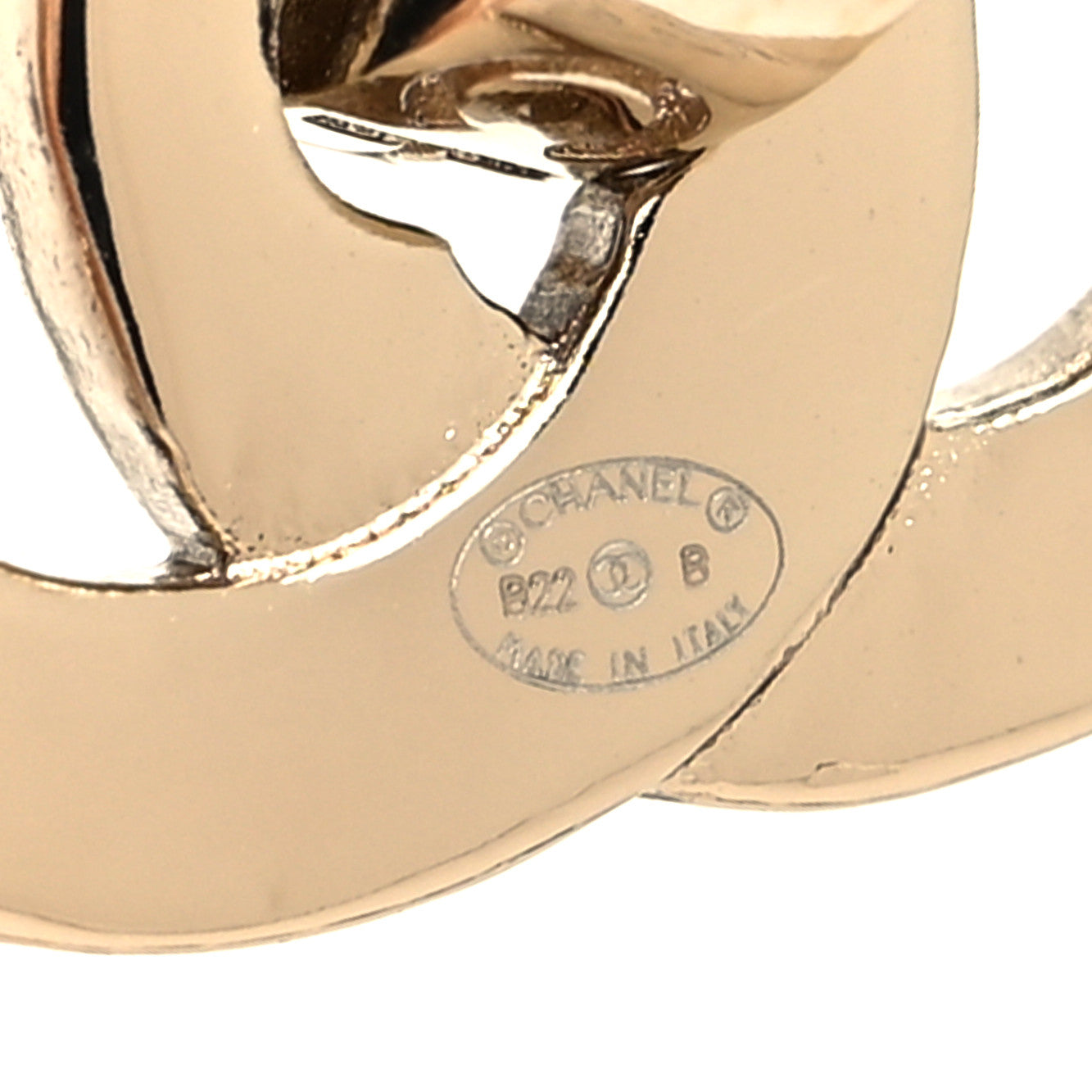Crystal Lambskin CC Chain Hoop Earrings Gold Black
