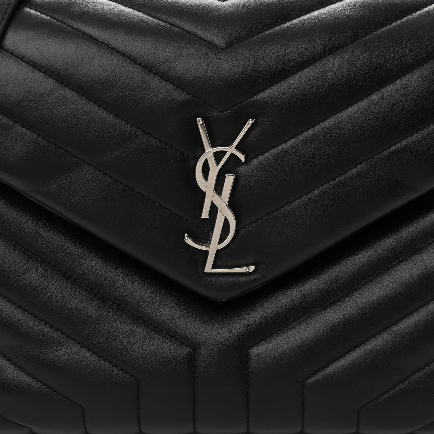 Calfskin Y Quilted Monogram Medium Loulou Chain Satchel Black