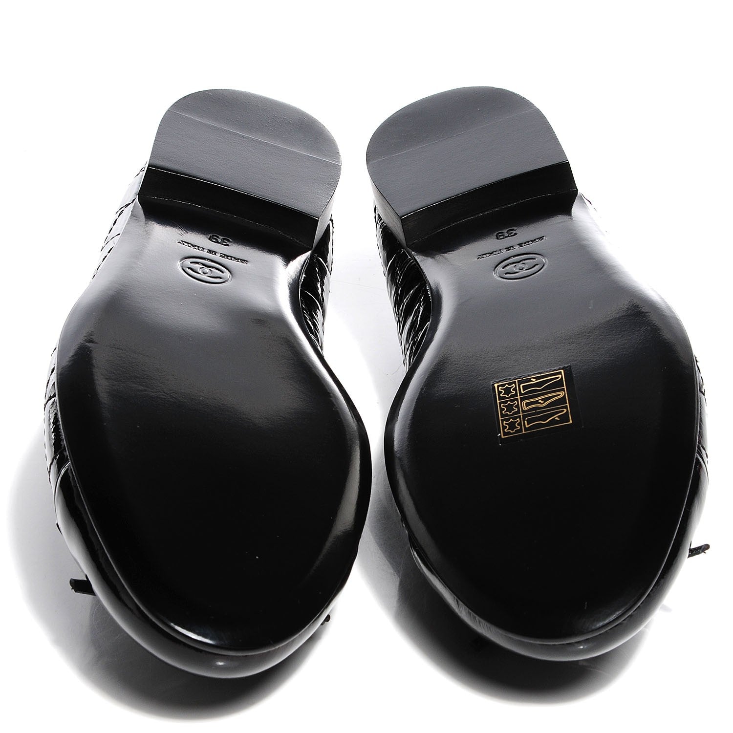 Chanel Patent Quilted Cap Toe Ballerina Flats 39 Black 5 of 8