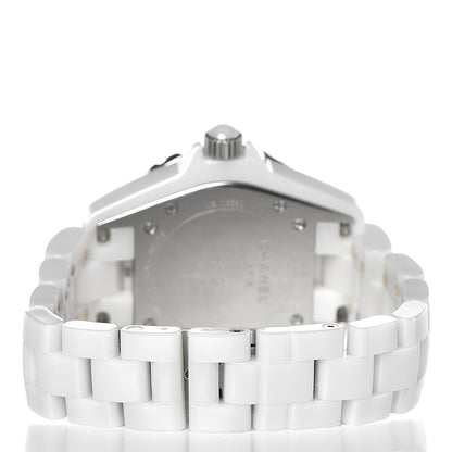 Chanel Stainless Steel Ceramic Diamond 33mm J12 Quartz Watch White 4 of 12