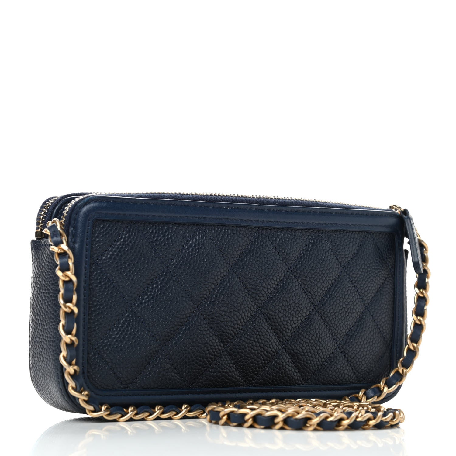 Chanel Caviar Quilted CC Filigree Clutch With Chain Navy 2 of 4