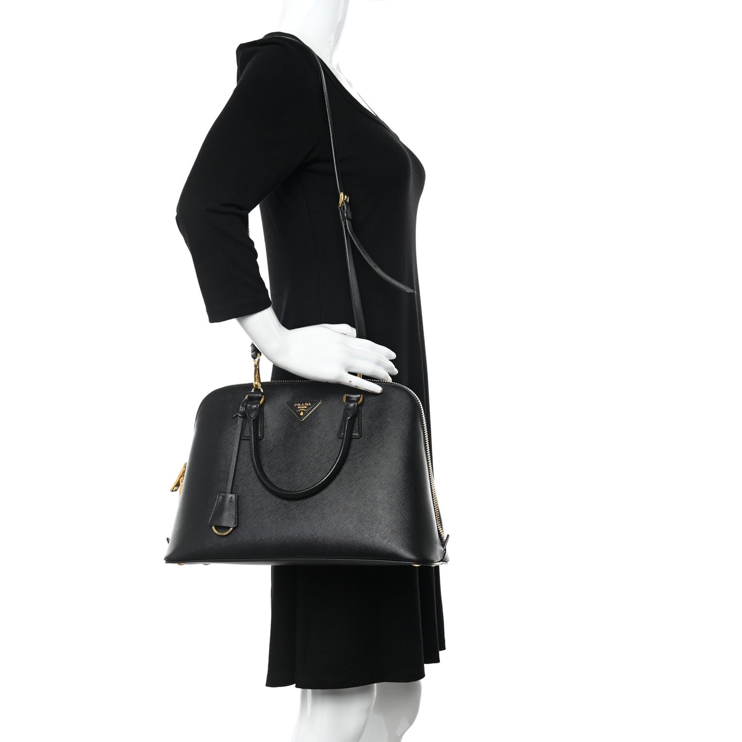 Saffiano Lux Medium Promenade Tote Black