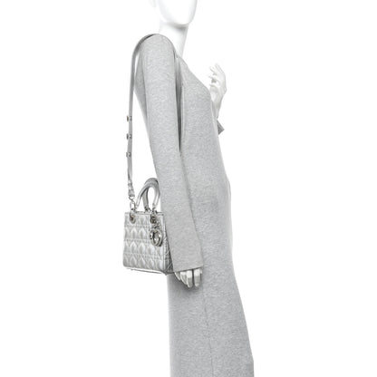 Christian Dior Metallic Grained Calfskin Cannage Small My ABCDior Lady Dior Silver 2 of 9