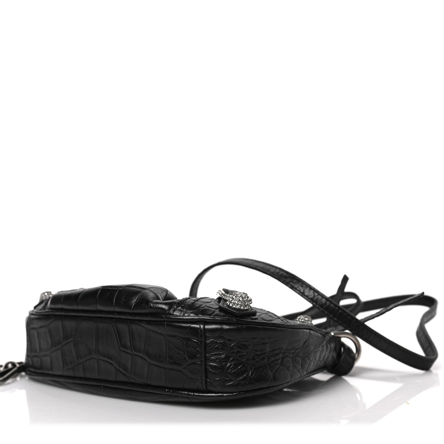 Balenciaga Extra Supple Calfskin Crystal Crocodile Embossed Le Cagole Mini Purse With Chain Black 8 of 8