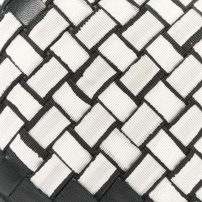 Bottega Veneta Nylon Nappa Intrecciato Knot Clutch Black White 7 of 7